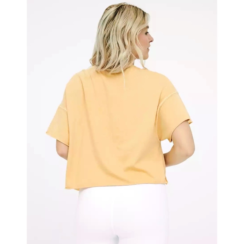 aerie Short Sleeve Tie-Hem Pocket Tee in Pale Yellow - Picture 3 of 8